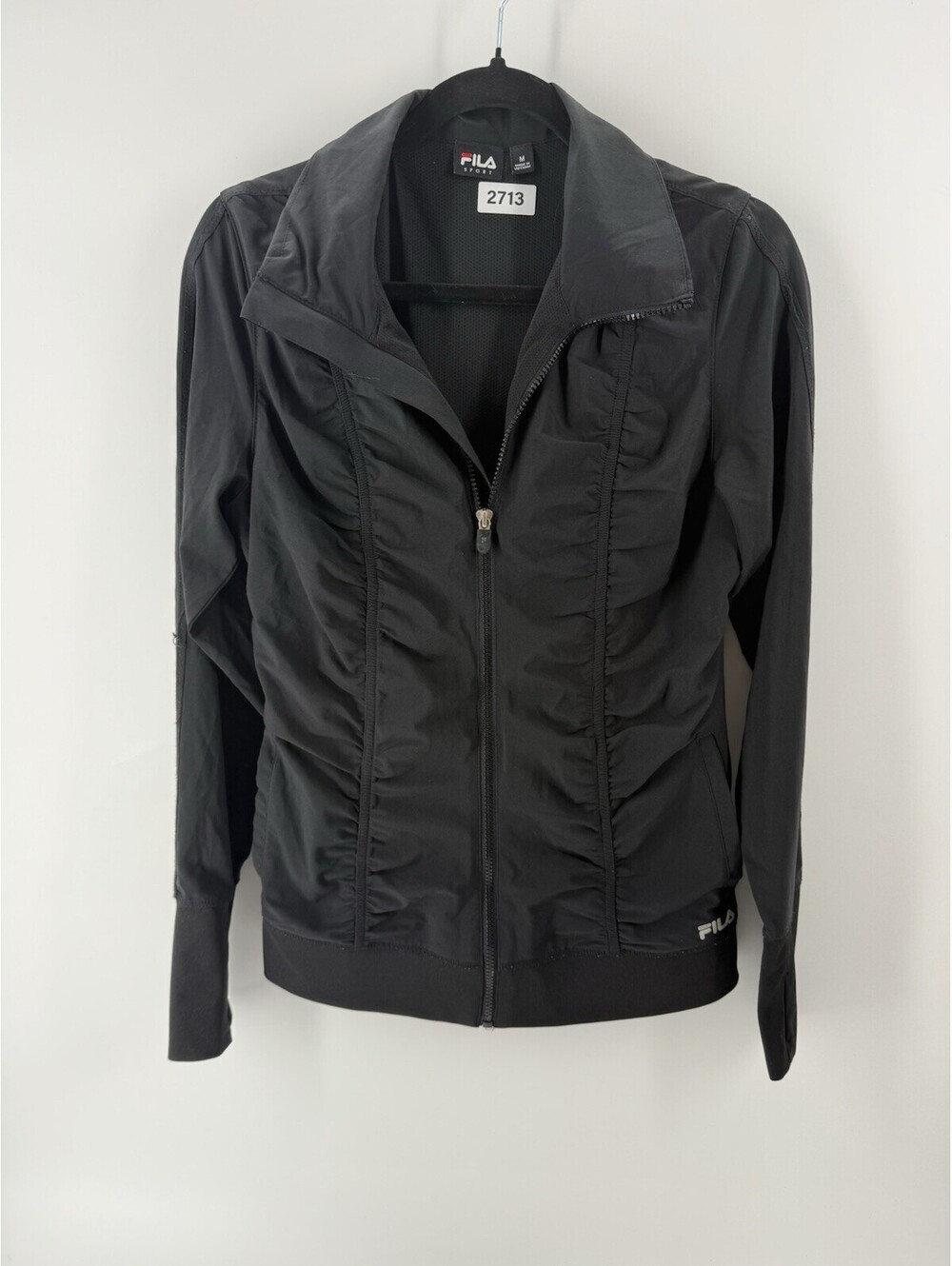Fila Women's Black Lightweight Jacket Full Zip with Pockets Size M